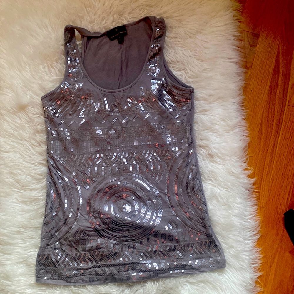 fenn wright Manson sequin silver gray tank top size medium